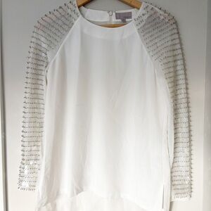 MOISELLE White Beaded Blouse sz. L